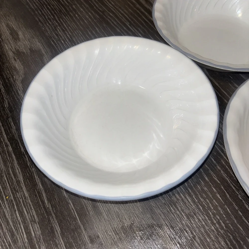 Corelle White Swirl Blue Rim7